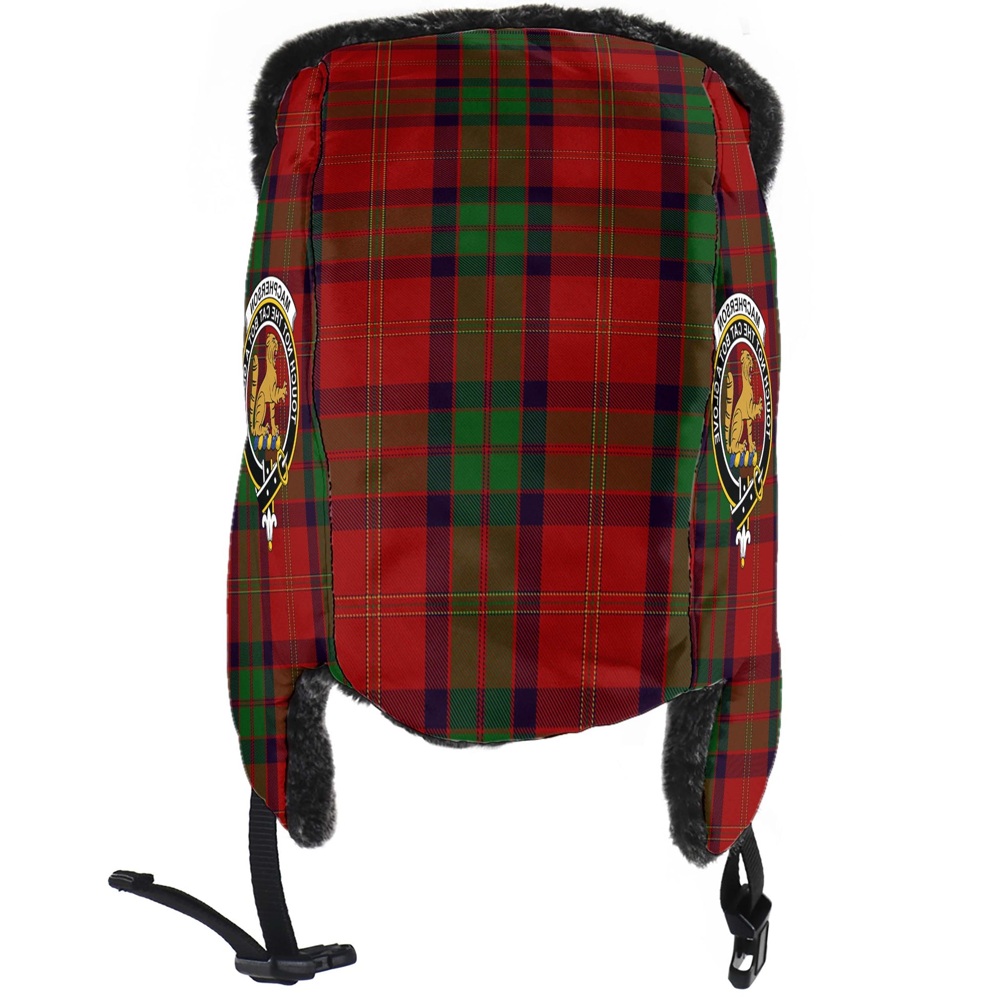 MacPherson of Cluny Tartan Winter Trapper Hat with Family Crest - Tartanvibesclothing