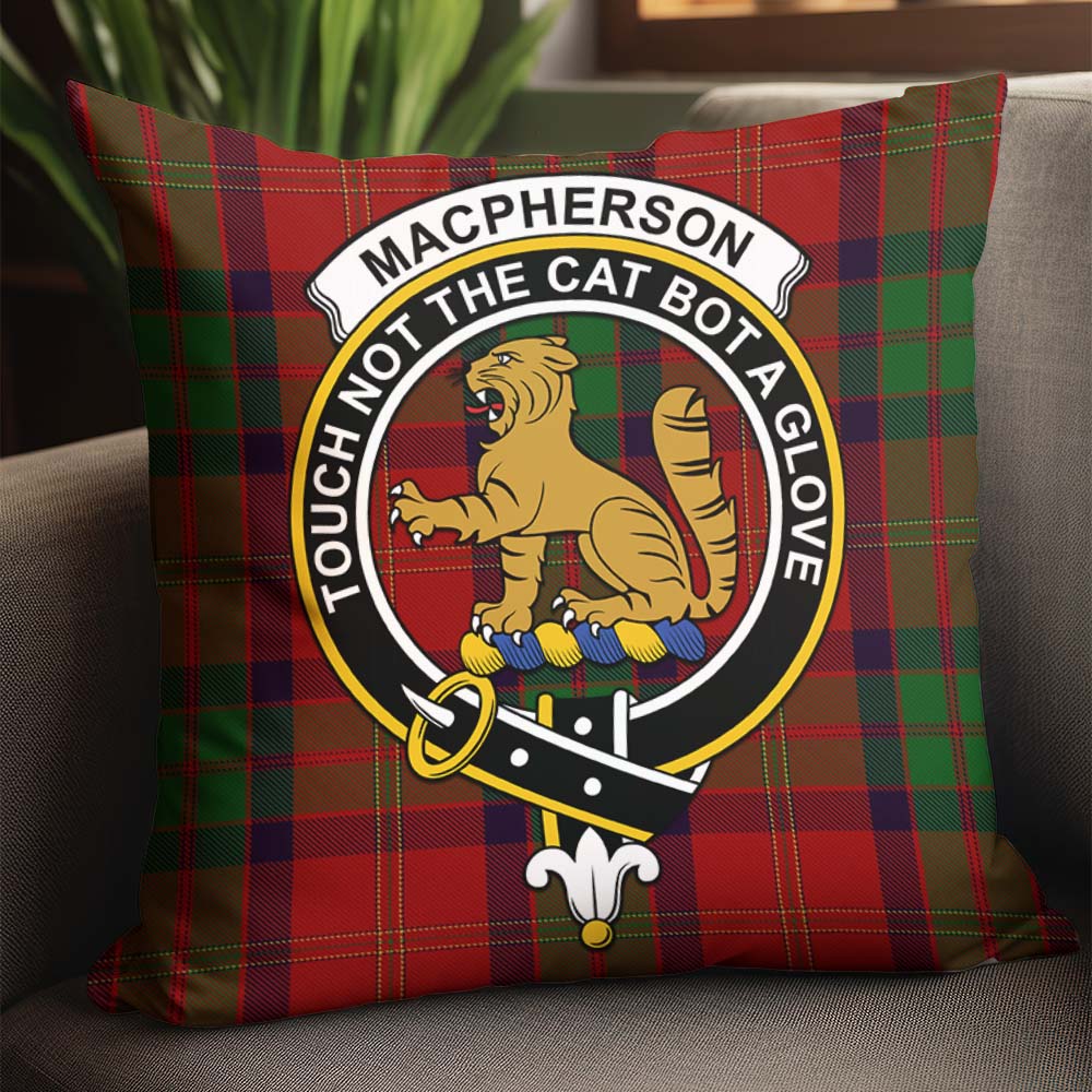 MacPherson of Cluny Tartan Pillow Cover with Family Crest - Tartanvibesclothing