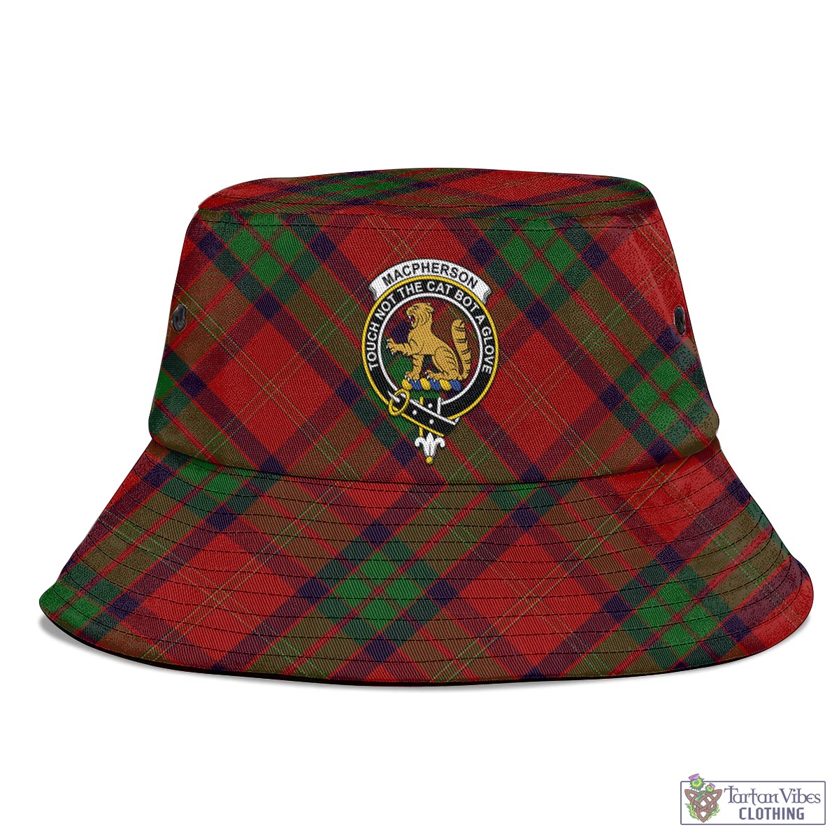 Tartan Vibes Clothing MacPherson of Cluny Tartan Bucket Hat with Family Crest