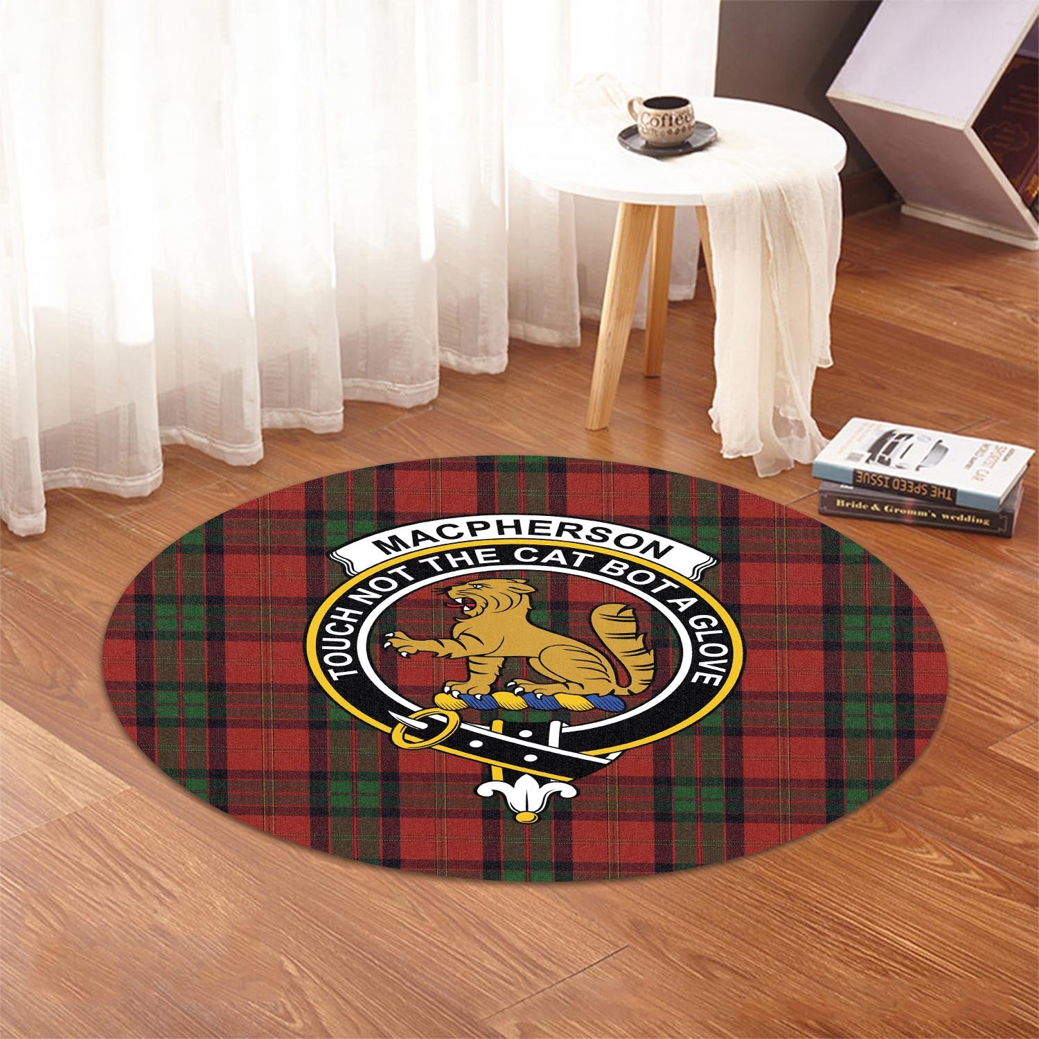 macpherson-of-cluny-tartan-round-rug-with-family-crest