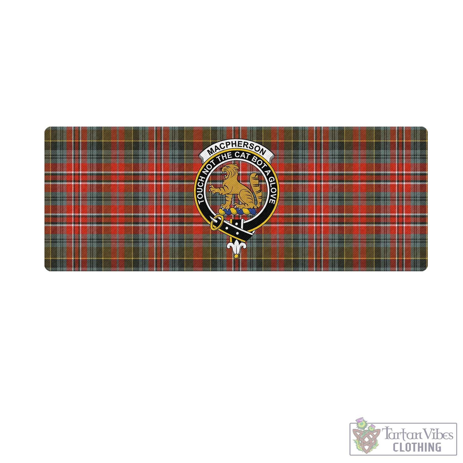 Tartan Vibes Clothing MacPherson Weathered Tartan Mouse Pad with Family Crest