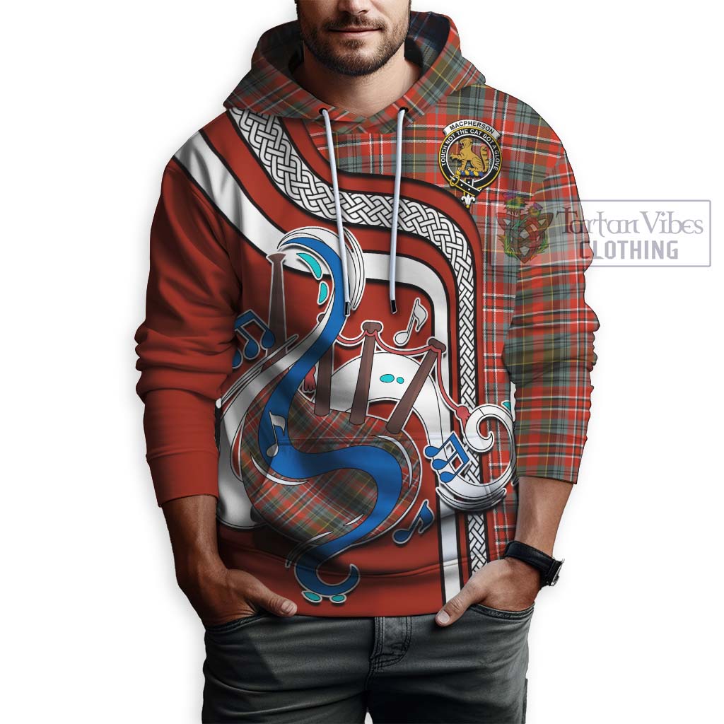 Tartan Vibes Clothing MacPherson Weathered Tartan Hoodie with Epic Bagpipe Style