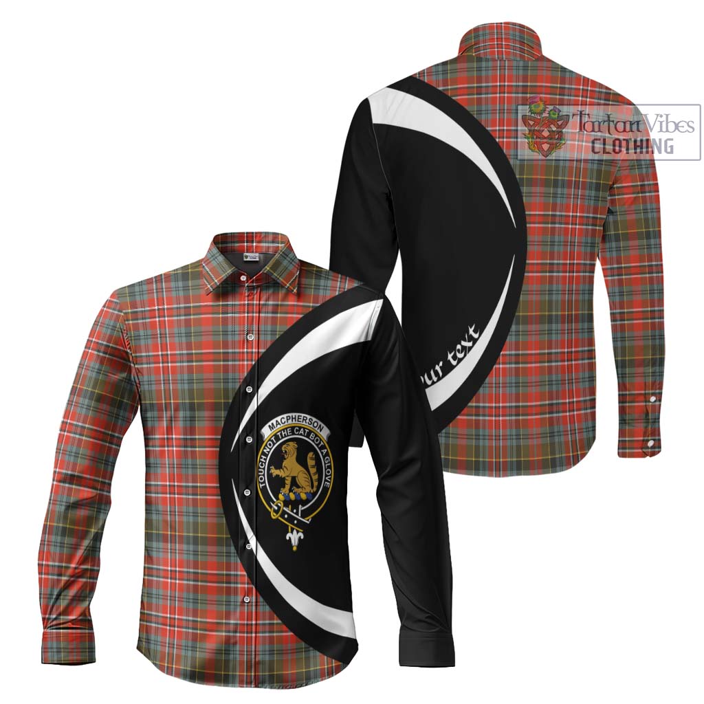 MacPherson Weathered Tartan Long Sleeve Button Up with Family Crest Circle Style Men's Shirt S - Tartan Vibes Clothing