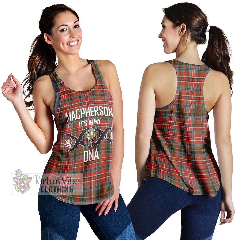 Tartan Vibes Clothing MacPherson Weathered Tartan Women's Racerback Tanks with Family Crest DNA In Me Style