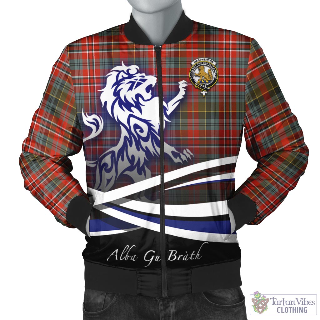 Tartan Vibes Clothing MacPherson Weathered Tartan Bomber Jacket with Alba Gu Brath Regal Lion Emblem