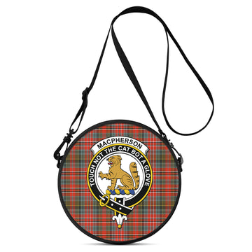 MacPherson Weathered Tartan Round Satchel Bags with Family Crest