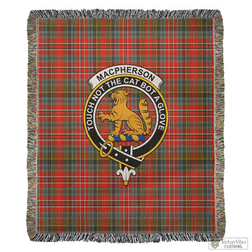 MacPherson Weathered Tartan Woven Blanket with Family Crest