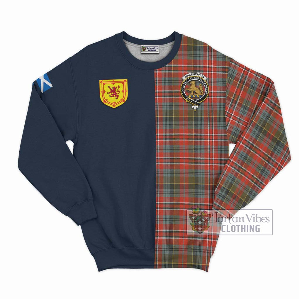 Tartan Vibes Clothing MacPherson Weathered Tartan Sweatshirt with Scottish Lion Royal Arm Half Style