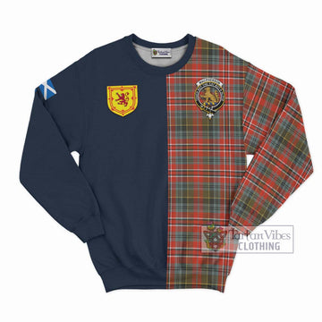 MacPherson Weathered Tartan Sweatshirt with Scottish Lion Royal Arm Half Style