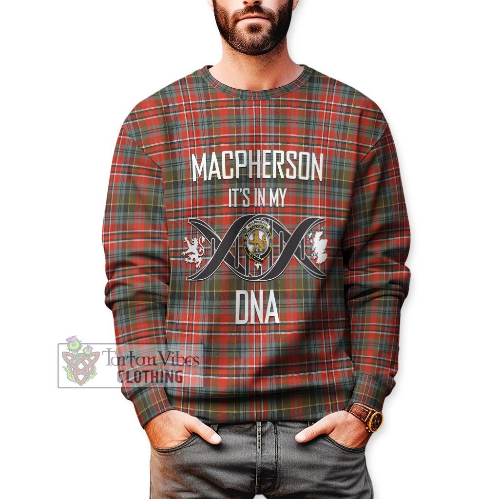 Tartan Vibes Clothing MacPherson Weathered Tartan Sweatshirt with Family Crest DNA In Me Style