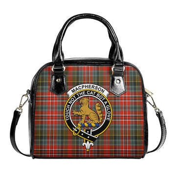 MacPherson Weathered Tartan Shoulder Handbags with Family Crest