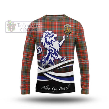 MacPherson Weathered Tartan Long Sleeve T-Shirt with Alba Gu Brath Regal Lion Emblem