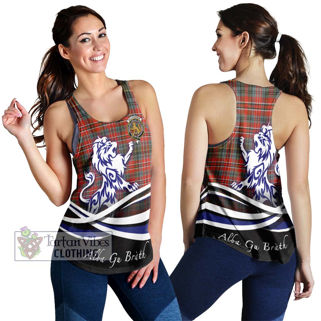 Tartan Vibes Clothing MacPherson Weathered Tartan Women's Racerback Tanks with Alba Gu Brath Regal Lion Emblem