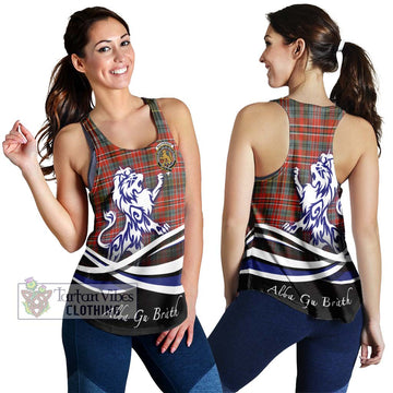 MacPherson Weathered Tartan Women's Racerback Tanks with Alba Gu Brath Regal Lion Emblem