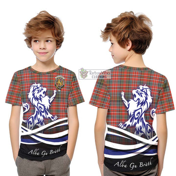 MacPherson Weathered Tartan Kid T-Shirt with Alba Gu Brath Regal Lion Emblem