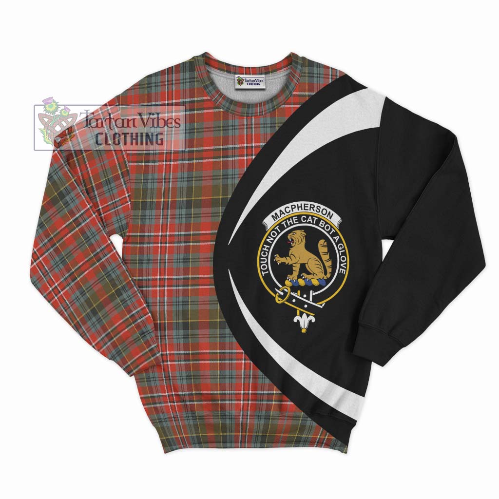 MacPherson Weathered Tartan Sweatshirt with Family Crest Circle Style Unisex - Tartan Vibes Clothing