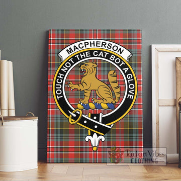 MacPherson Weathered Tartan Canvas Print Wall Art with Family Crest