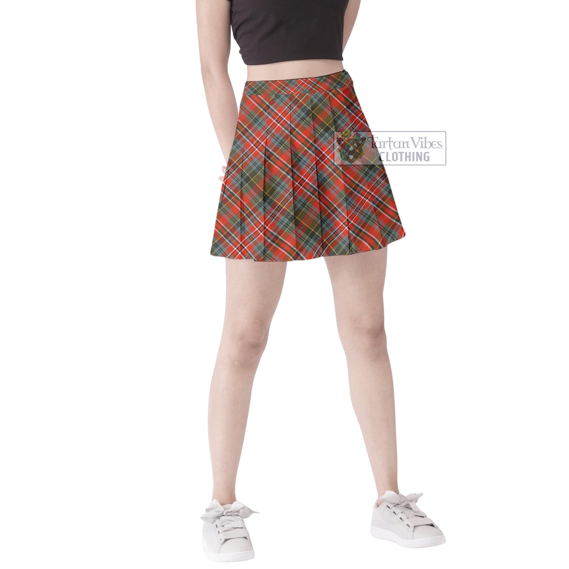 Tartan Vibes Clothing MacPherson Weathered Tartan Women's Plated Mini Skirt