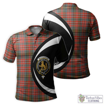 MacPherson Weathered Tartan Men's Polo Shirt with Family Crest Circle Style