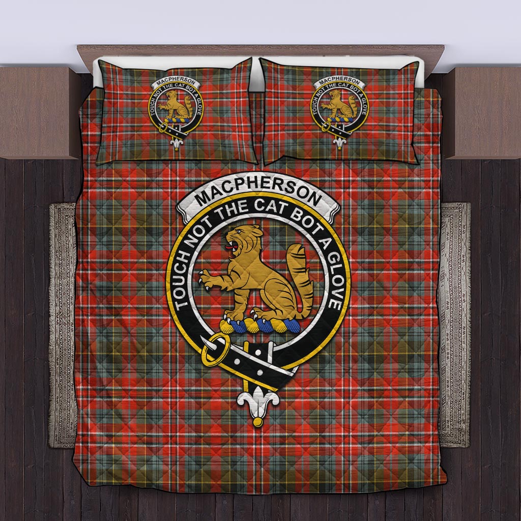 MacPherson Weathered Tartan Quilt Bed Set with Family Crest Twin - Tartanvibesclothing