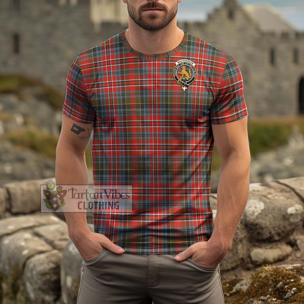 Tartan Vibes Clothing MacPherson Weathered Tartan Cotton T-Shirt with Family Crest