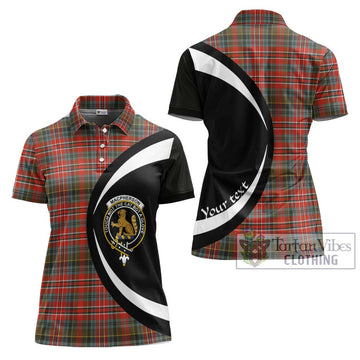 MacPherson Weathered Tartan Women's Polo Shirt with Family Crest Circle Style