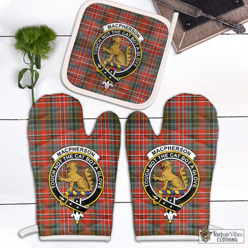 MacPherson Weathered Tartan Combo Oven Mitt & Pot-Holder with Family Crest