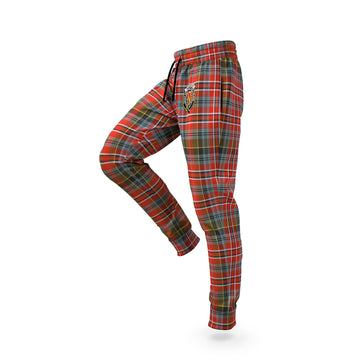 MacPherson Weathered Tartan Joggers Pants with Family Crest