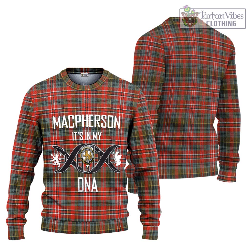 Tartan Vibes Clothing MacPherson Weathered Tartan Knitted Sweater with Family Crest DNA In Me Style