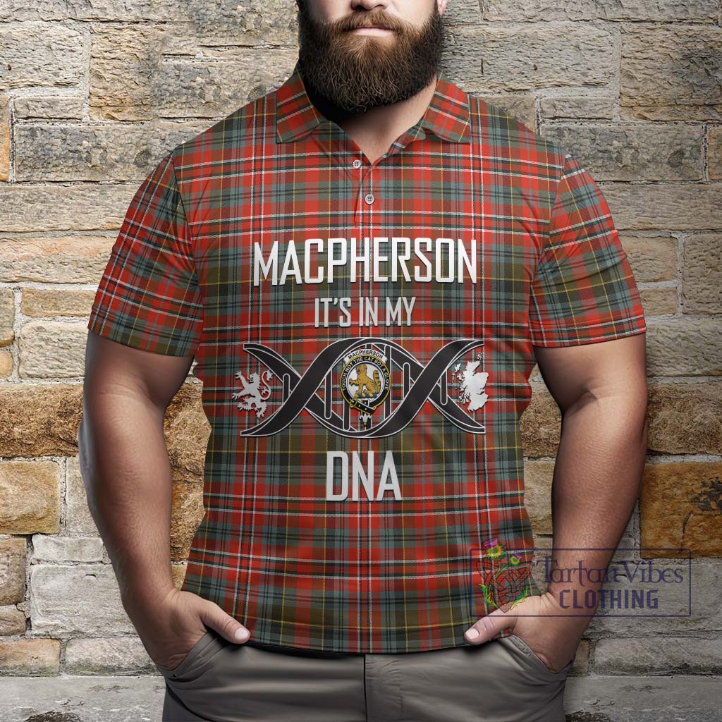 Tartan Vibes Clothing MacPherson Weathered Tartan Polo Shirt with Family Crest DNA In Me Style