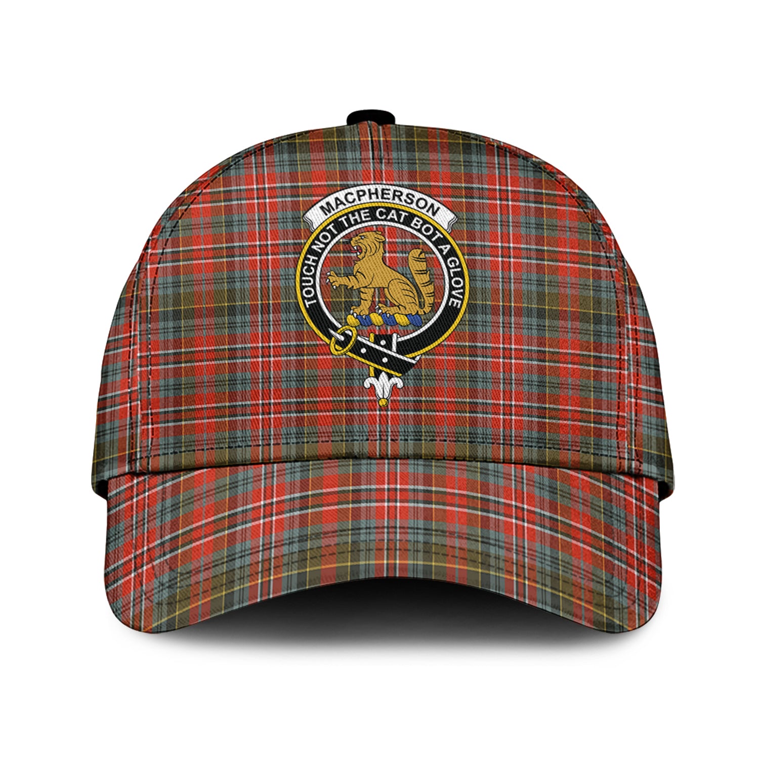 MacPherson Weathered Tartan Classic Cap with Family Crest Classic Cap Universal Fit - Tartan Vibes Clothing