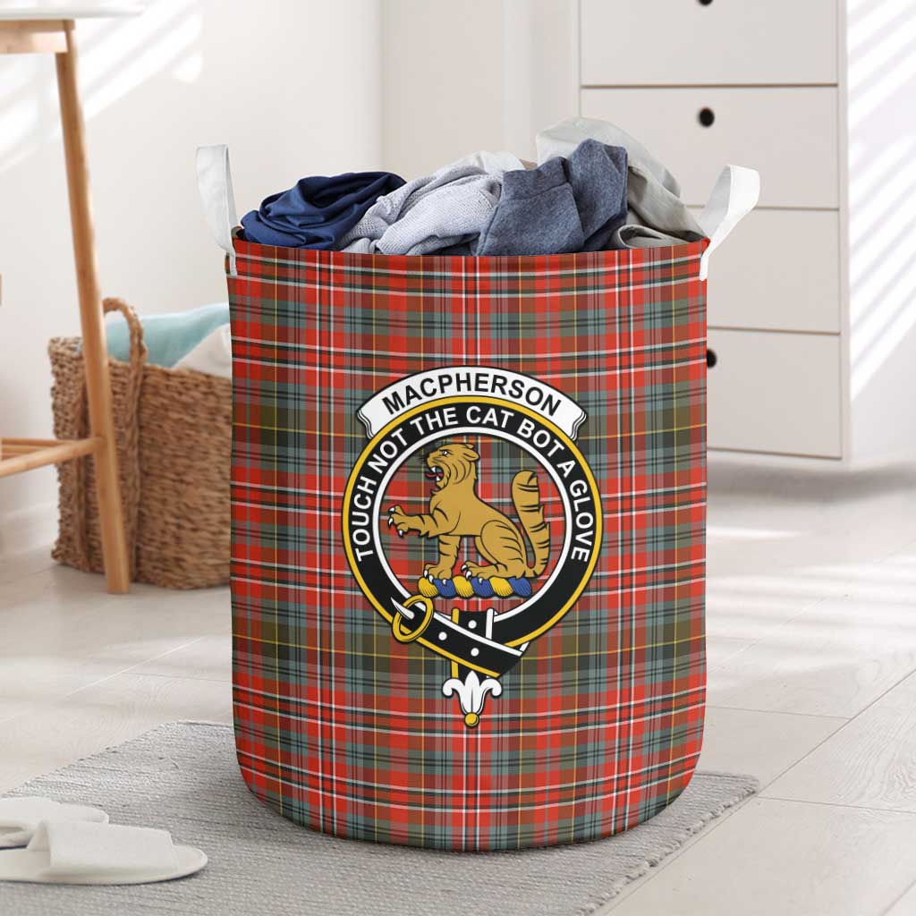Tartan Vibes Clothing MacPherson Weathered Tartan Laundry Basket with Family Crest