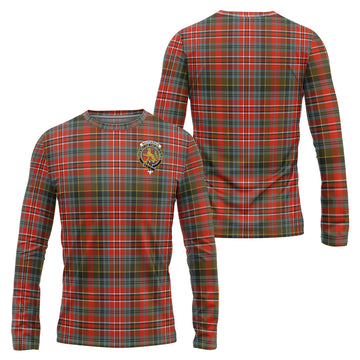 MacPherson Weathered Tartan Long Sleeve T-Shirt with Family Crest