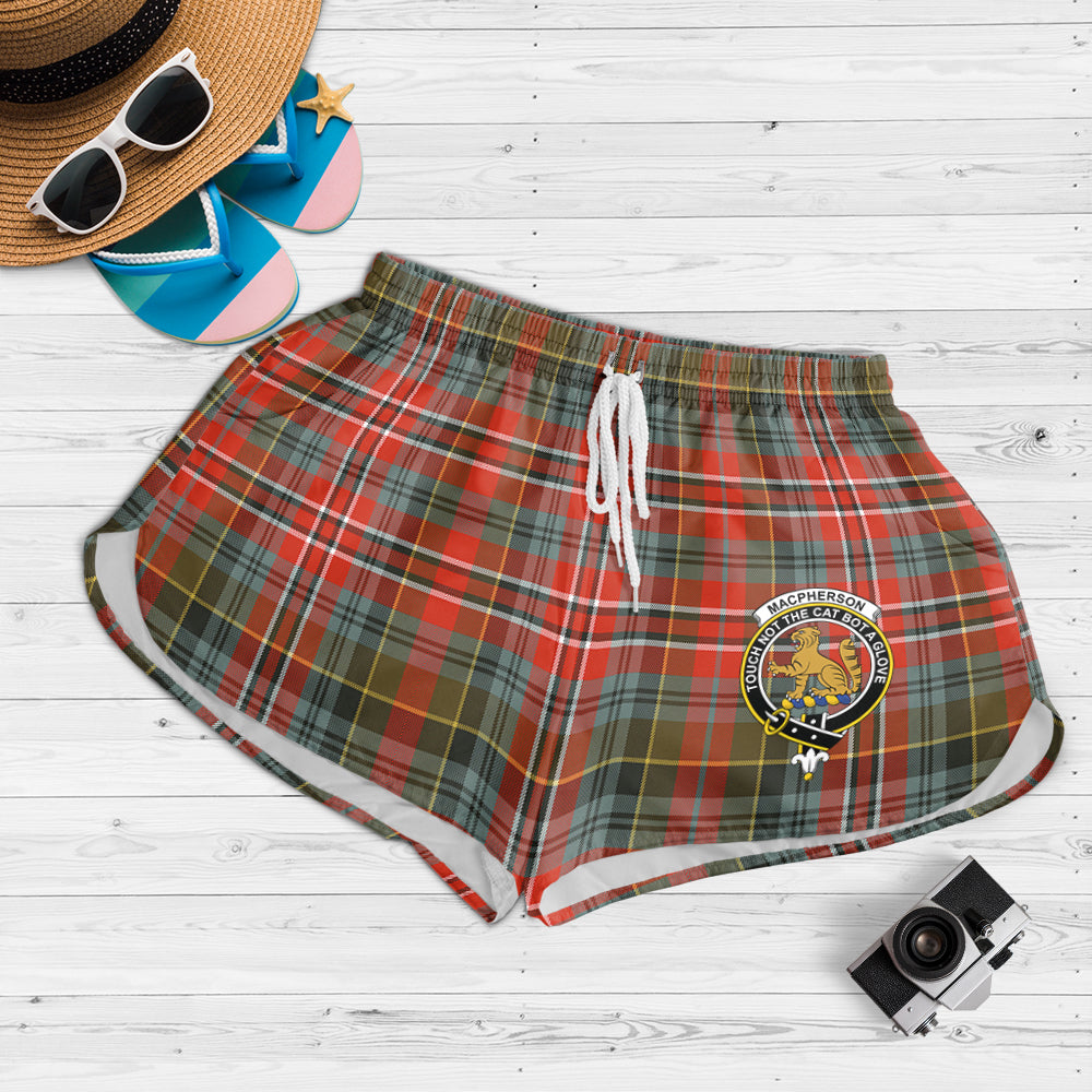 macpherson-weathered-tartan-womens-shorts-with-family-crest