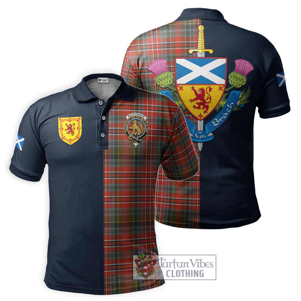 Tartan Vibes Clothing MacPherson Weathered Tartan Polo Shirt with Scottish Lion Royal Arm Half Style