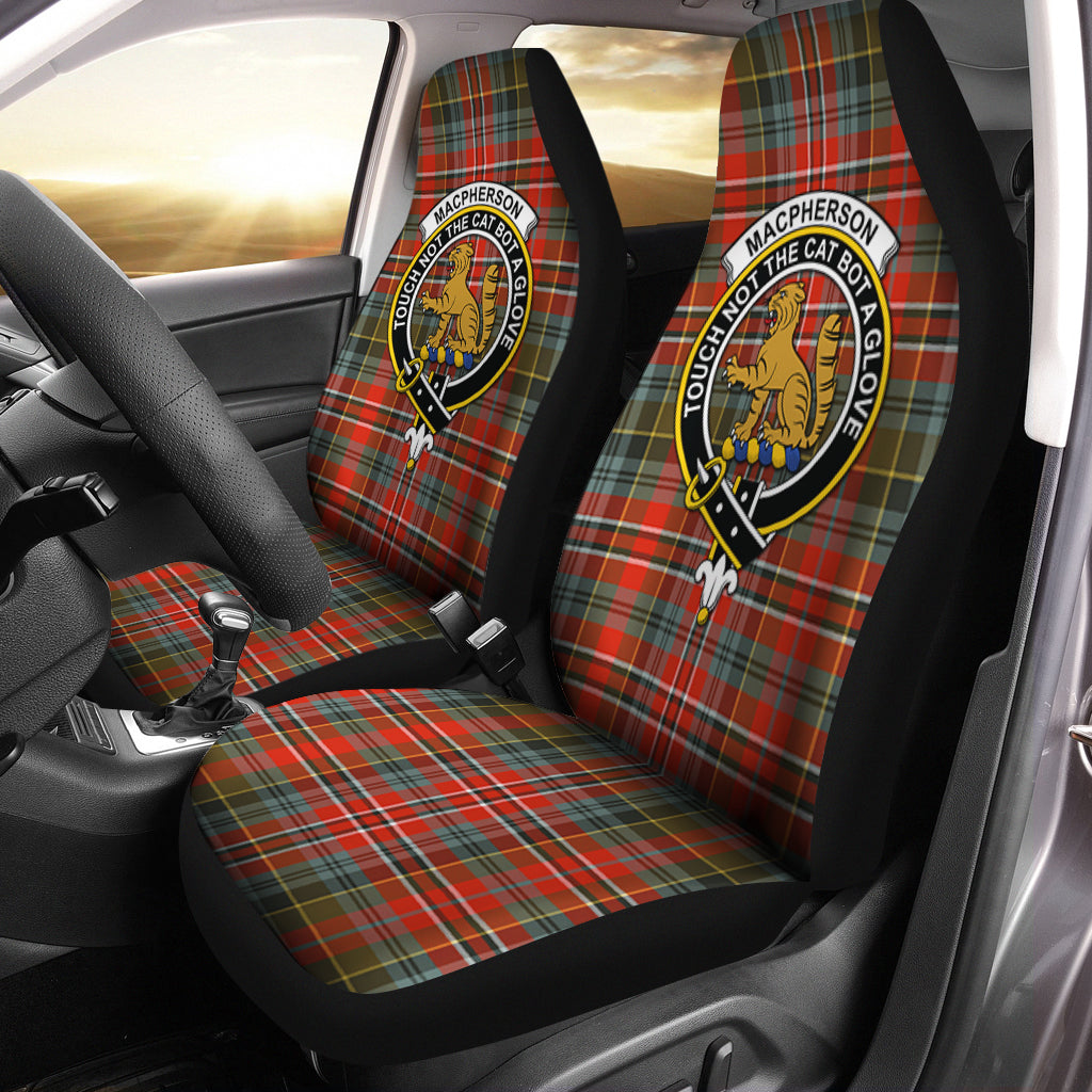 MacPherson Weathered Tartan Car Seat Cover with Family Crest One Size - Tartanvibesclothing