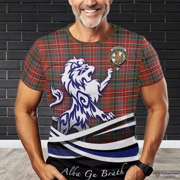 MacPherson Weathered Tartan T-Shirt with Alba Gu Brath Regal Lion Emblem