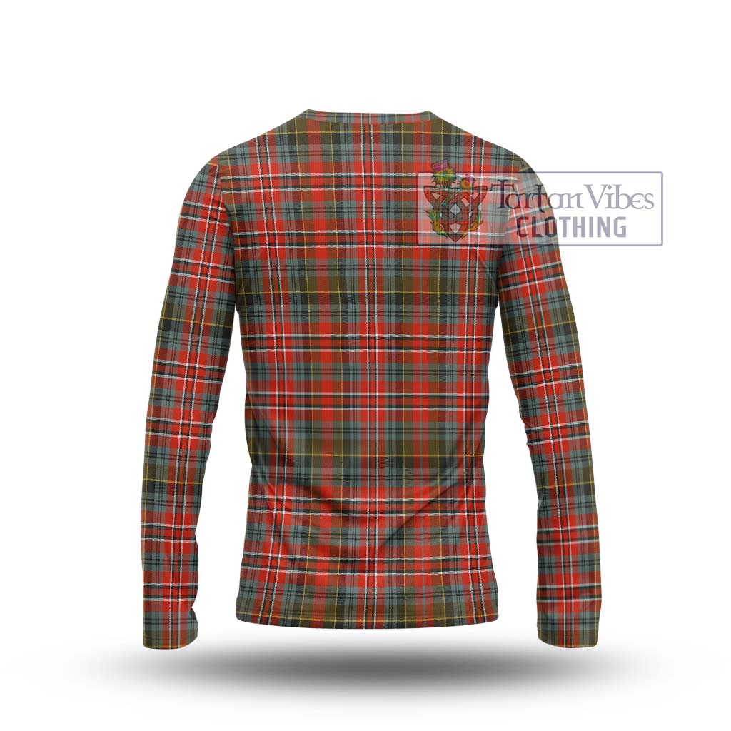 Tartan Vibes Clothing MacPherson Weathered Tartan Long Sleeve T-Shirt with Family Crest DNA In Me Style