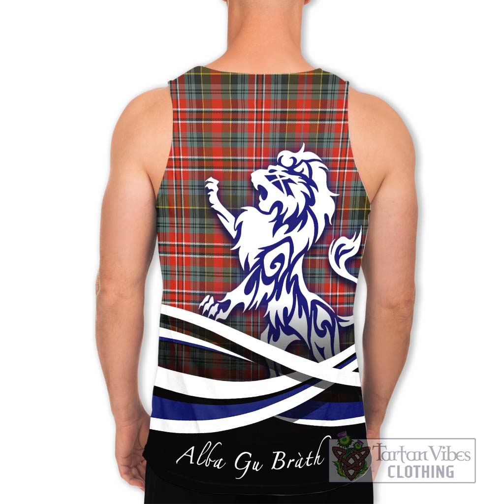 Tartan Vibes Clothing MacPherson Weathered Tartan Men's Tank Top with Alba Gu Brath Regal Lion Emblem