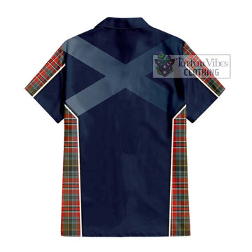 MacPherson Weathered Tartan Short Sleeve Button Shirt with Family Crest and Lion Rampant Vibes Sport Style