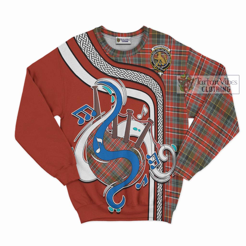 Tartan Vibes Clothing MacPherson Weathered Tartan Sweatshirt with Epic Bagpipe Style