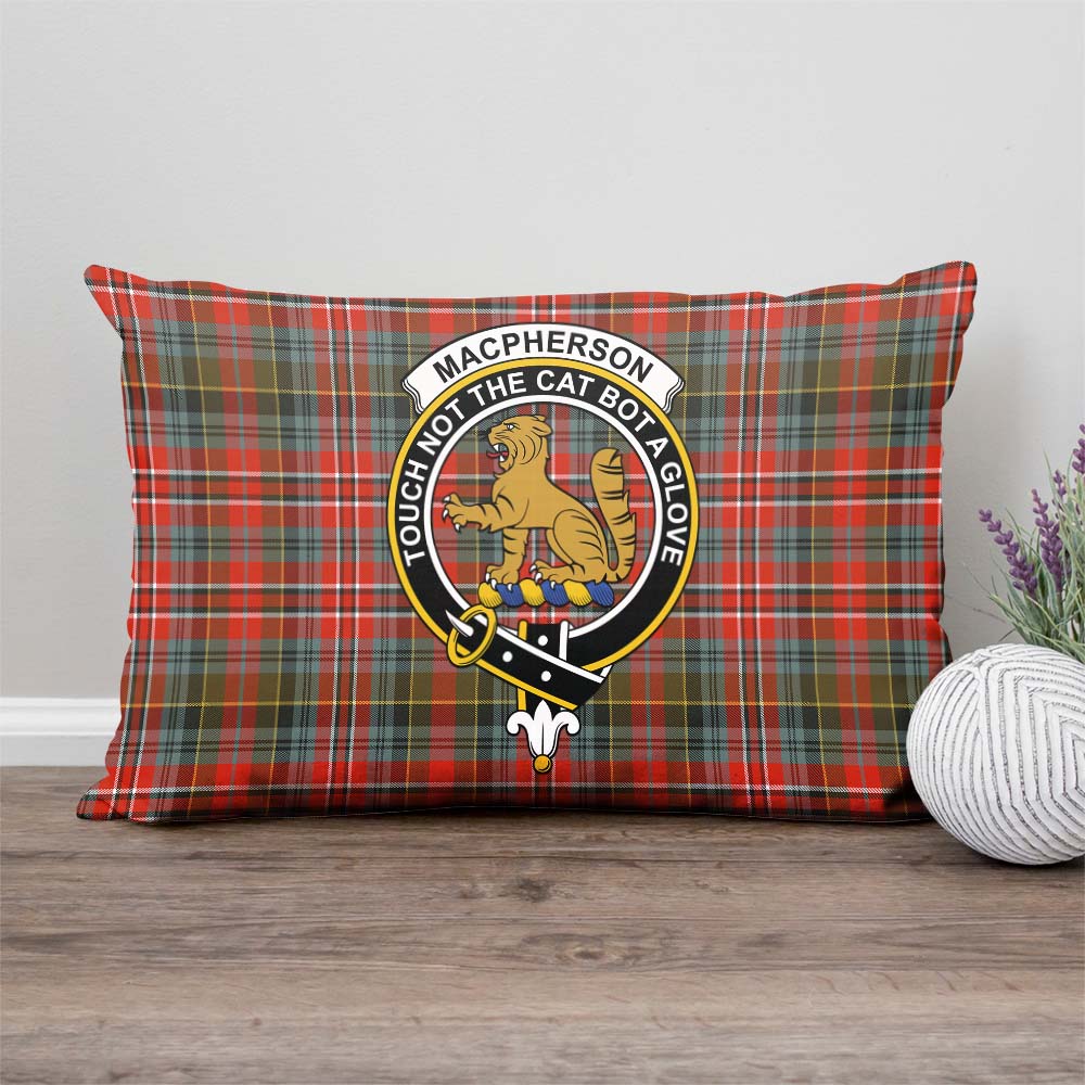 MacPherson Weathered Tartan Pillow Cover with Family Crest Rectangle Pillow Cover - Tartanvibesclothing