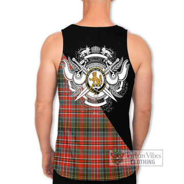 MacPherson Weathered Tartan Men's Tank Top with Family Crest and Military Logo Style