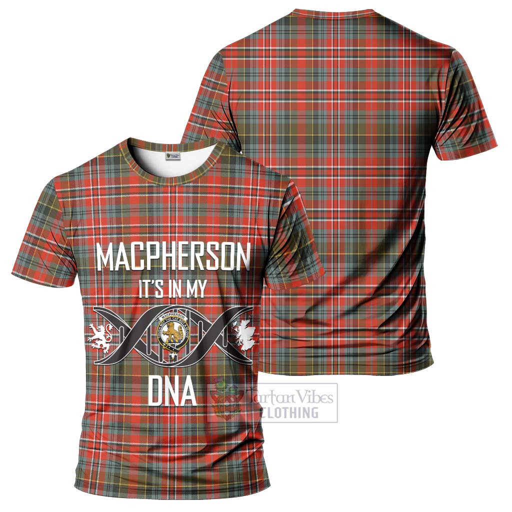 Tartan Vibes Clothing MacPherson Weathered Tartan T-Shirt with Family Crest DNA In Me Style