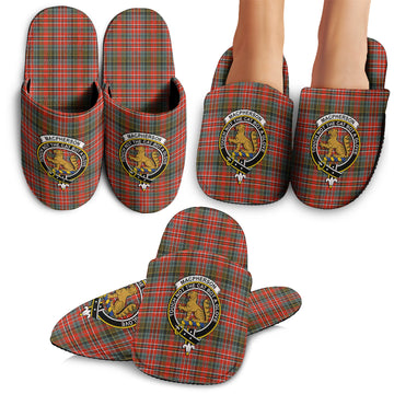 MacPherson Weathered Tartan Home Slippers with Family Crest