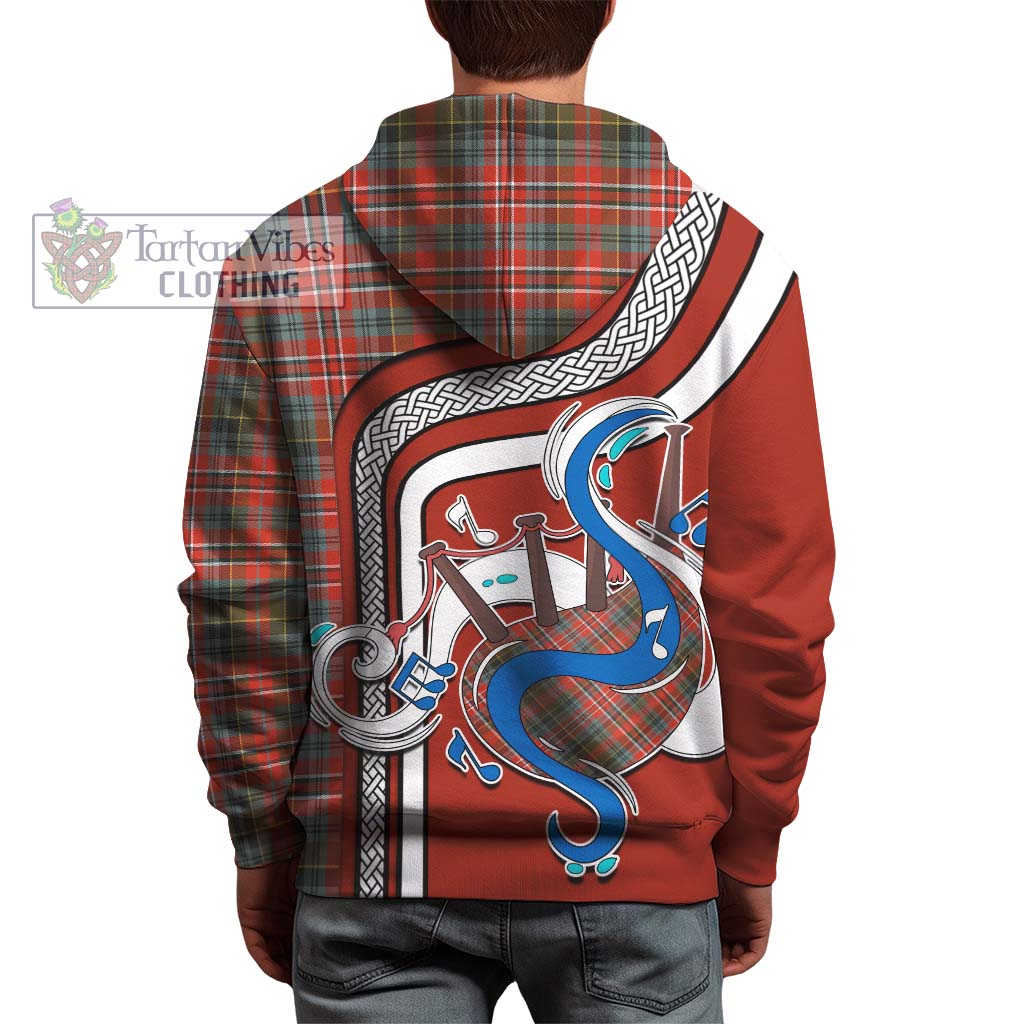 Tartan Vibes Clothing MacPherson Weathered Tartan Hoodie with Epic Bagpipe Style