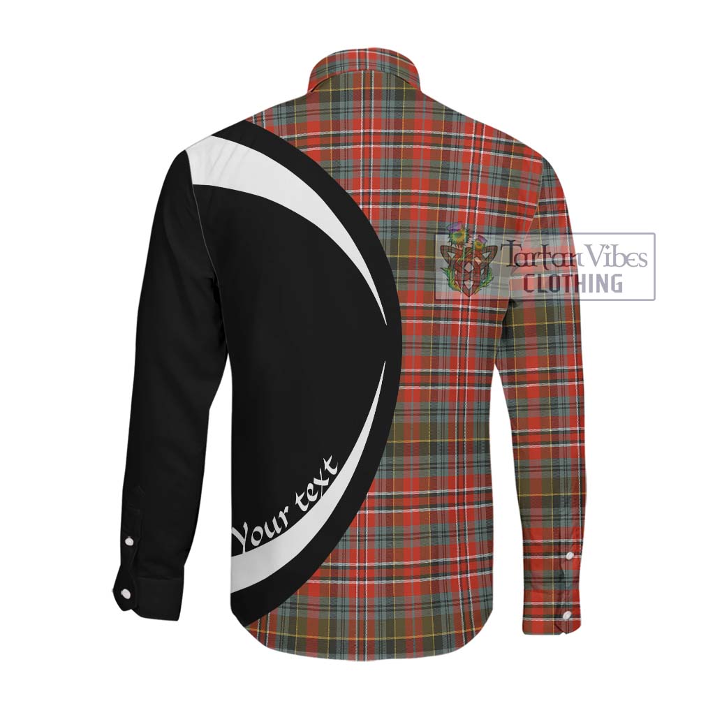 MacPherson Weathered Tartan Long Sleeve Button Up with Family Crest Circle Style Men's Shirt - Tartan Vibes Clothing