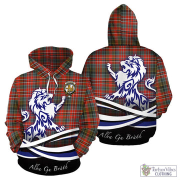 MacPherson Weathered Tartan Hoodie with Alba Gu Brath Regal Lion Emblem