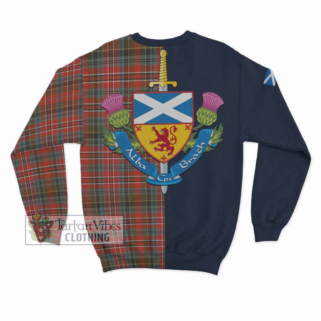 Tartan Vibes Clothing MacPherson Weathered Tartan Sweatshirt with Scottish Lion Royal Arm Half Style