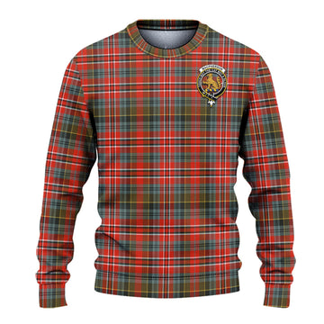 MacPherson Weathered Tartan Knitted Sweater with Family Crest